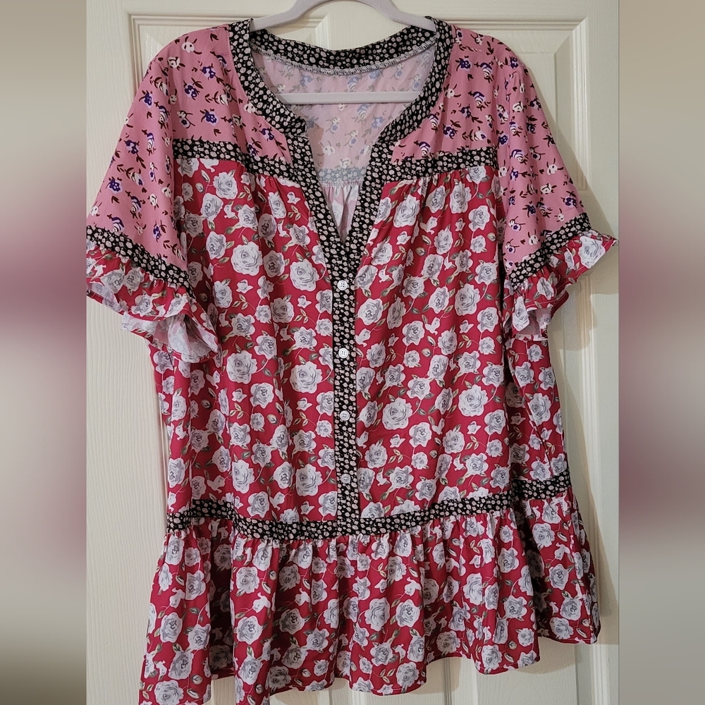 XL Ruffled western chic blouse.